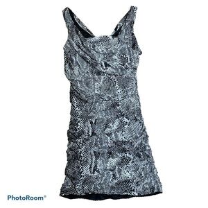 Express black and white sparkly Snakeskin Ruched Bodycon Dress Size 10